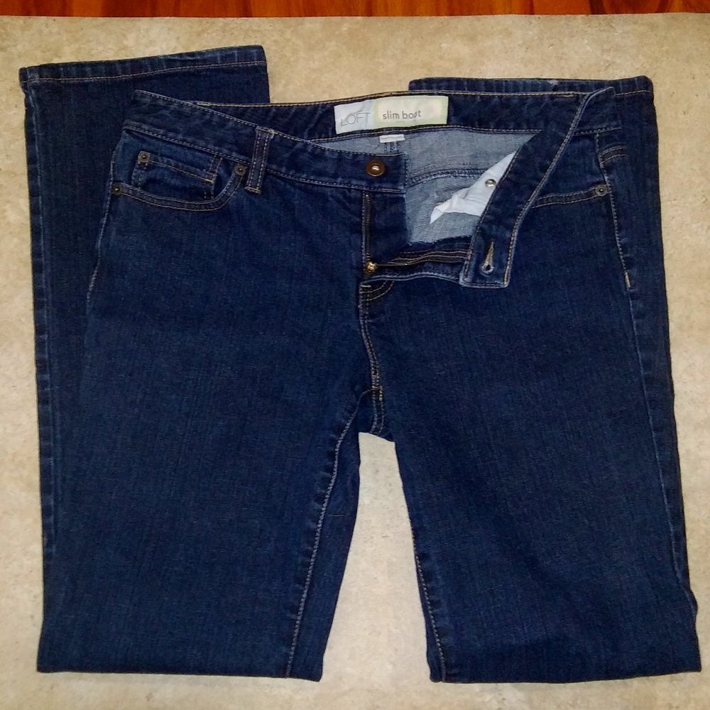Ann Taylor Loft Slim Boot Jeans Dark Wash Denim